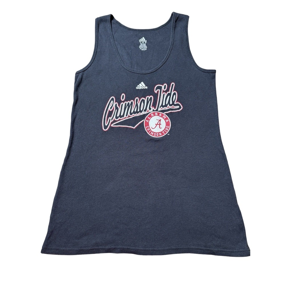 Adidas Alabama Crimson Tide Tank Top Womens Large Black Ribbed NCAA Graphic